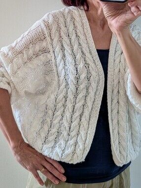 White Cable Knit Sweater Open Cardigan